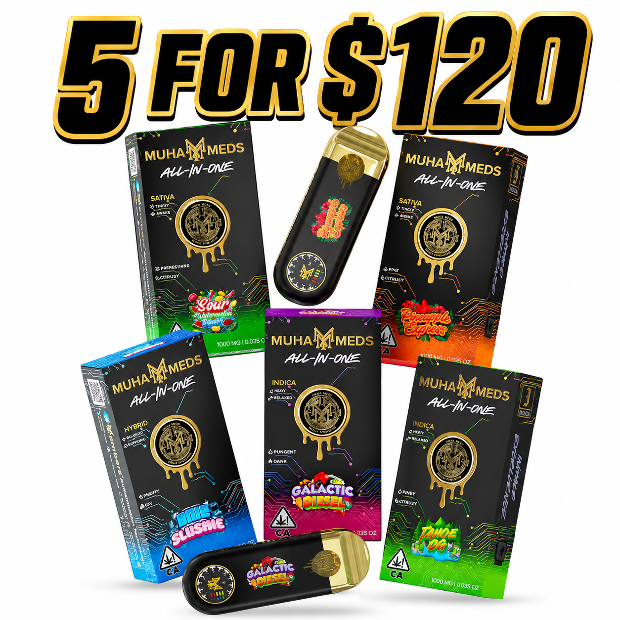 5x Muha Meds 2G for $120
